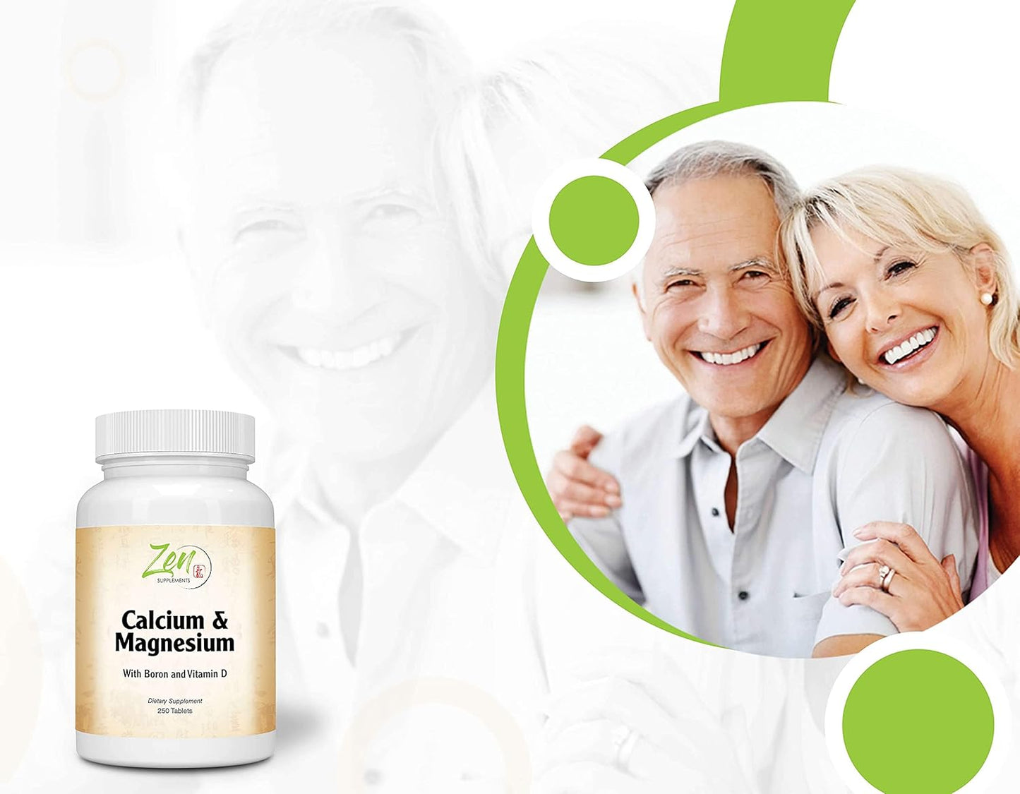 High Potency Calcium Magnesium Supplement with Vitamin D3 and Boron for Bone Health and Density - 250 Tablets by Zen Supplements
