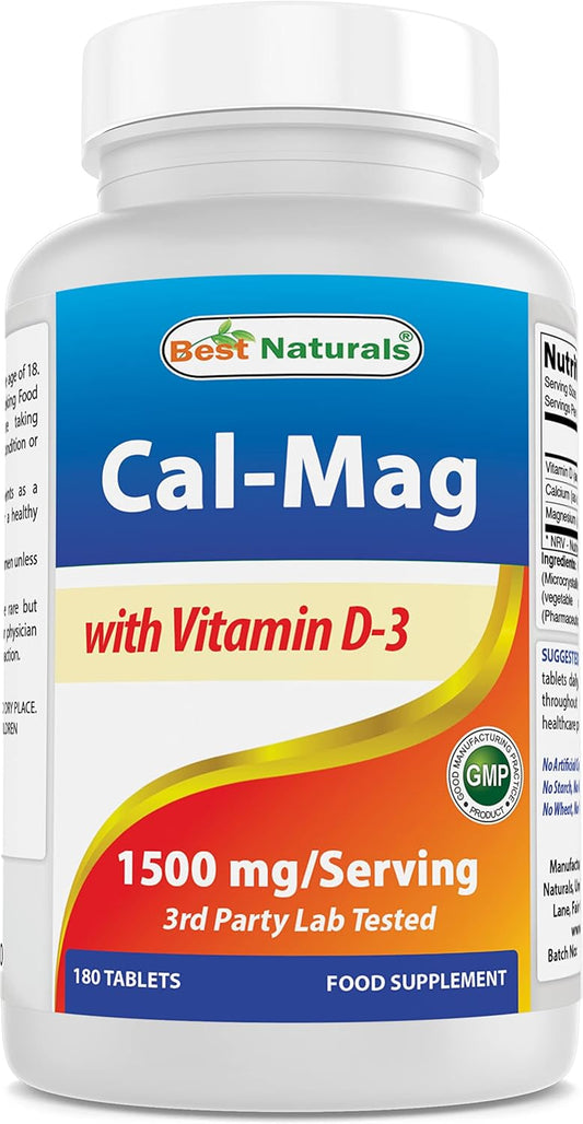 High Potency Calcium Magnesium with Vitamin D3 1500mg - 180 Tablets