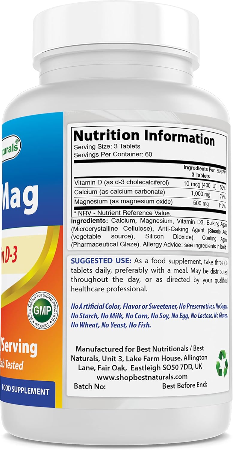 High Potency Calcium Magnesium with Vitamin D3 1500mg - 180 Tablets