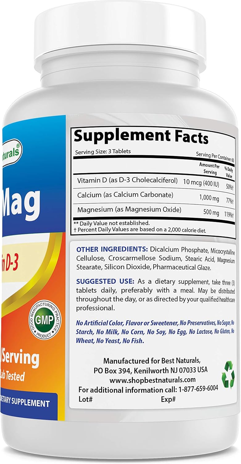 High Potency Calcium Magnesium with Vitamin D3 1500mg - 180 Tablets