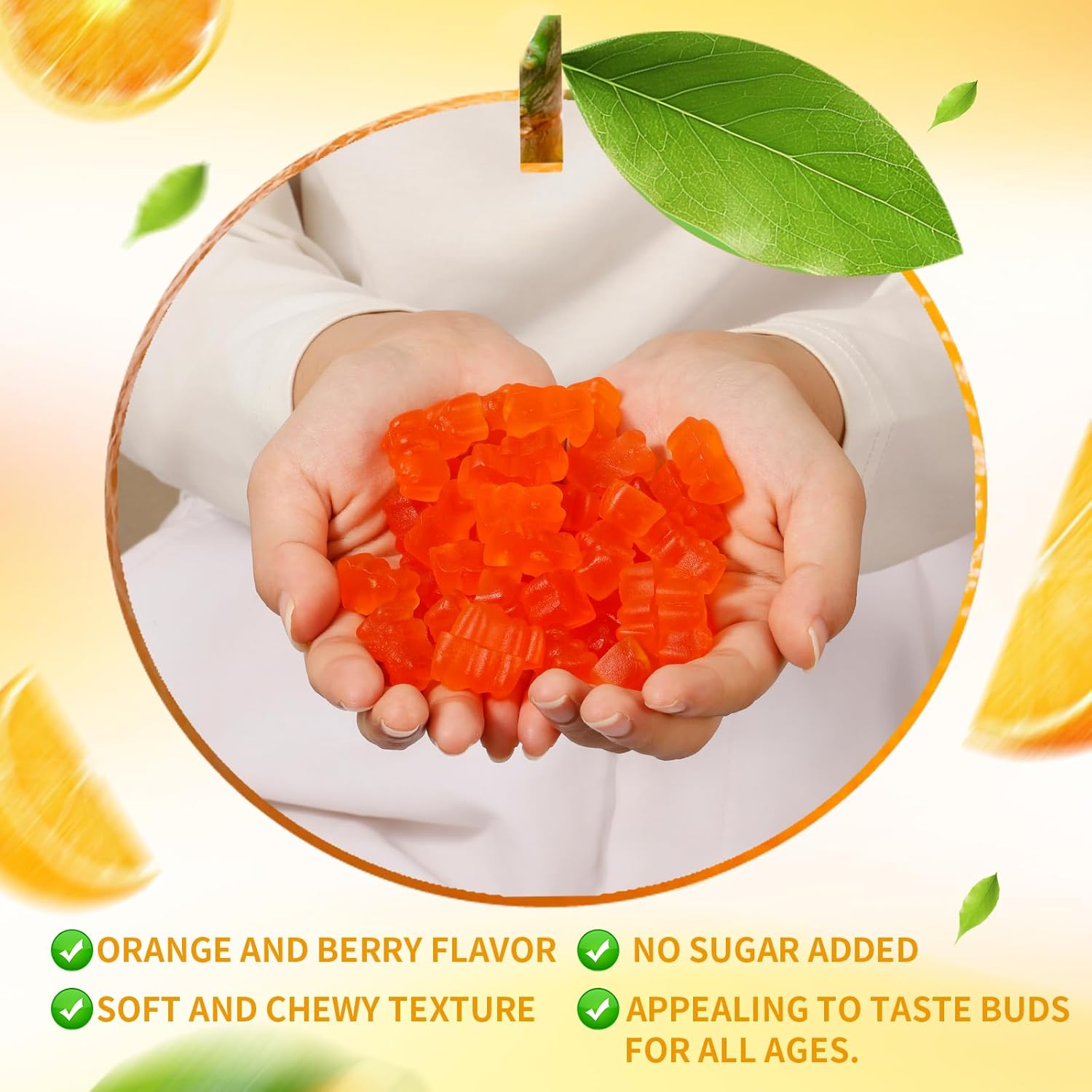 High Potency Calcium Magnesium Zinc Gummies with Vitamin D3 & K2 for Enhanced Absorption - 60 Orange Flavored Gummies