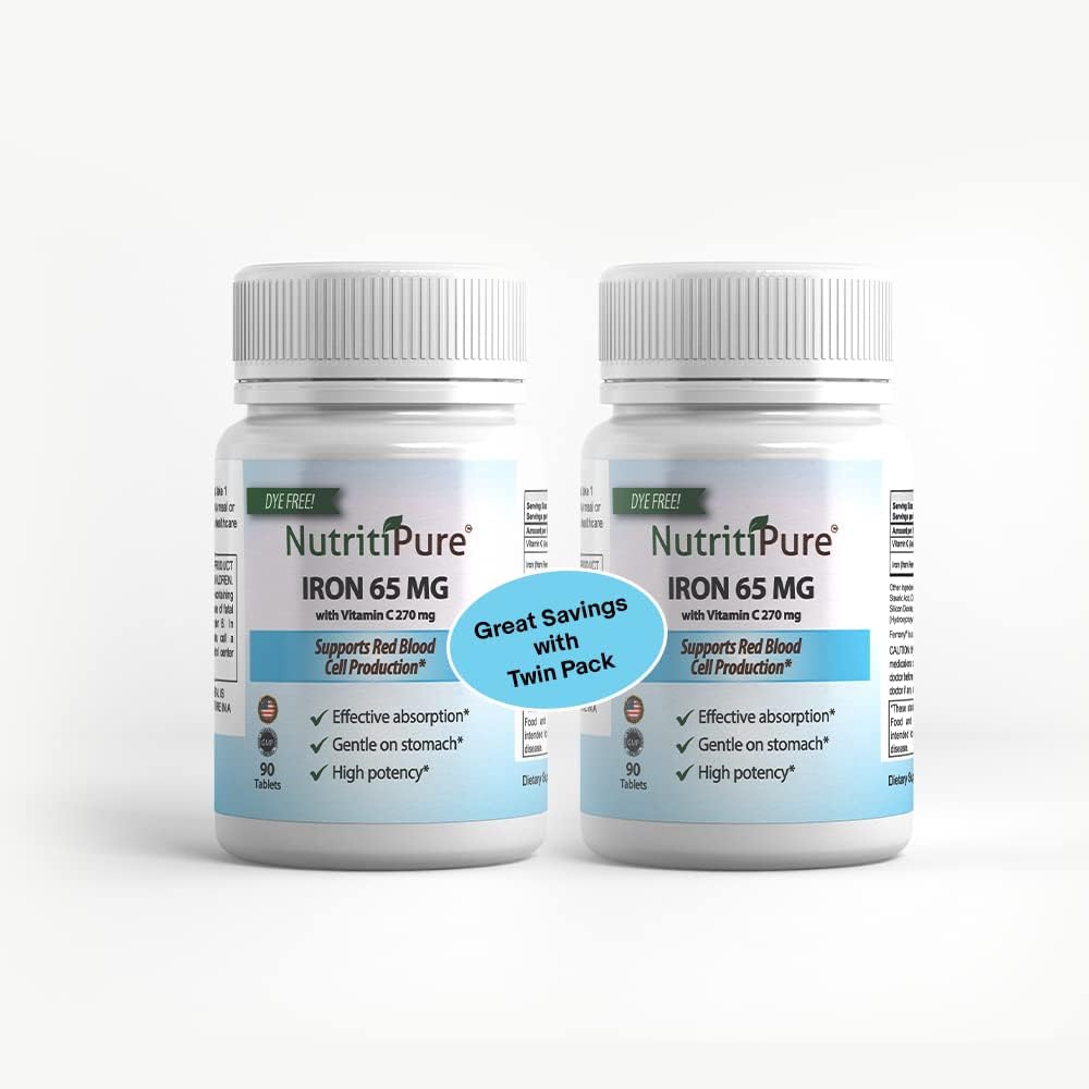 High Potency Carbonyl Iron Tablet with Vitamin C for Women and Men - 180 Day Supply - Ideal for WLS Patients Post-Gastric Bypass - Dye Free Formula