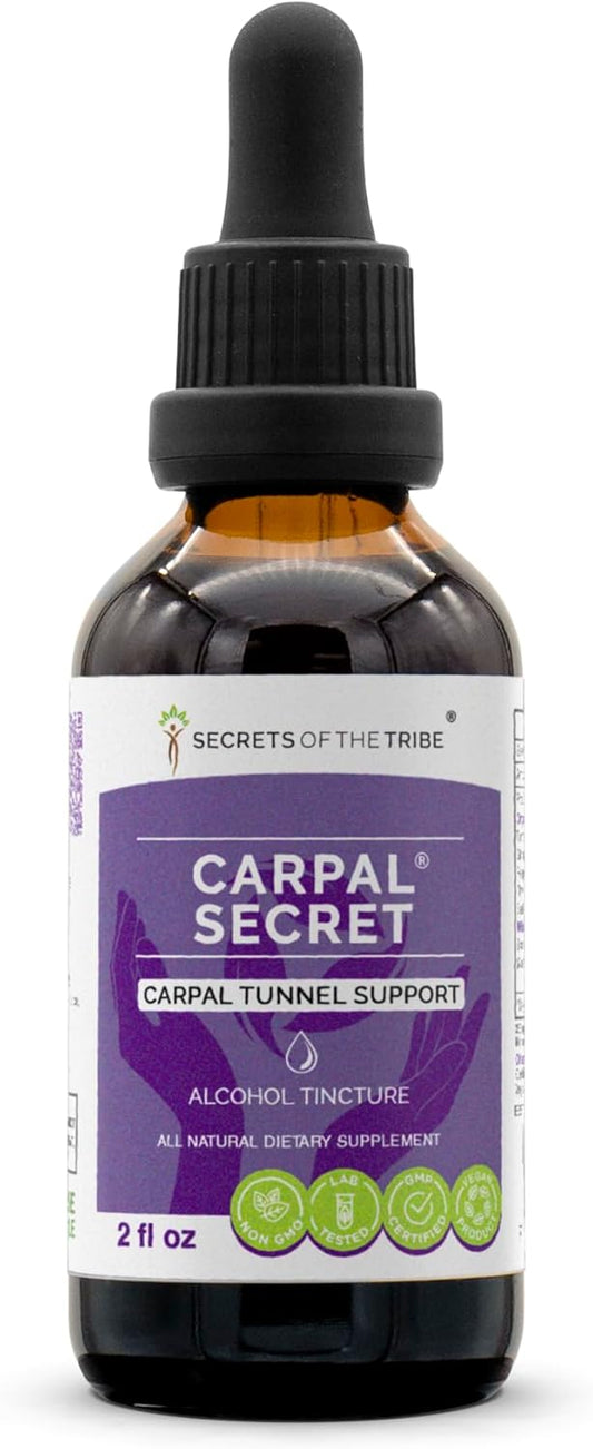 High-Potency Carpal Tunnel Support Herbal Drops with Bromelain, Pineapple, Turmeric, Ginkgo - Secrets of the Tribe 2 oz