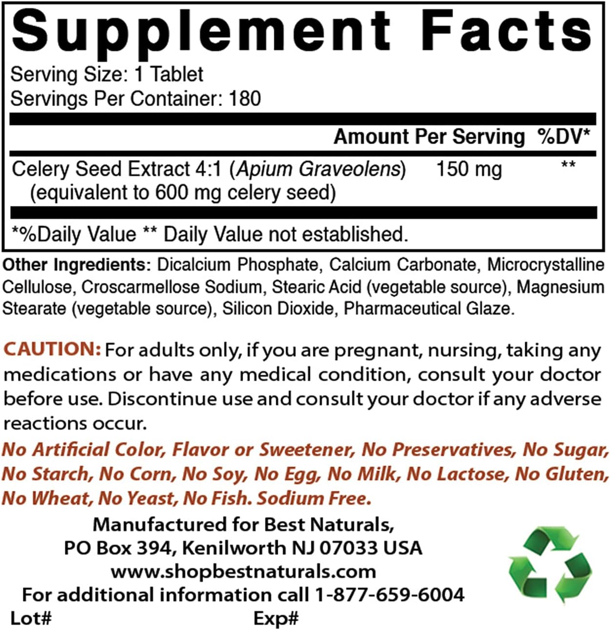 High Potency Celery Seed and Alpha Lipoic Acid Supplement - 600 mg each