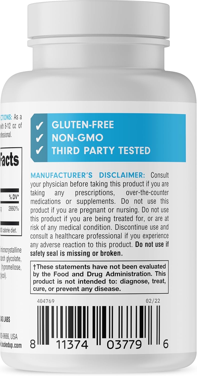 High Potency Chromium Picolinate 1000mcg, Bucked Up Essentials - 180 Tablets (180 Servings)