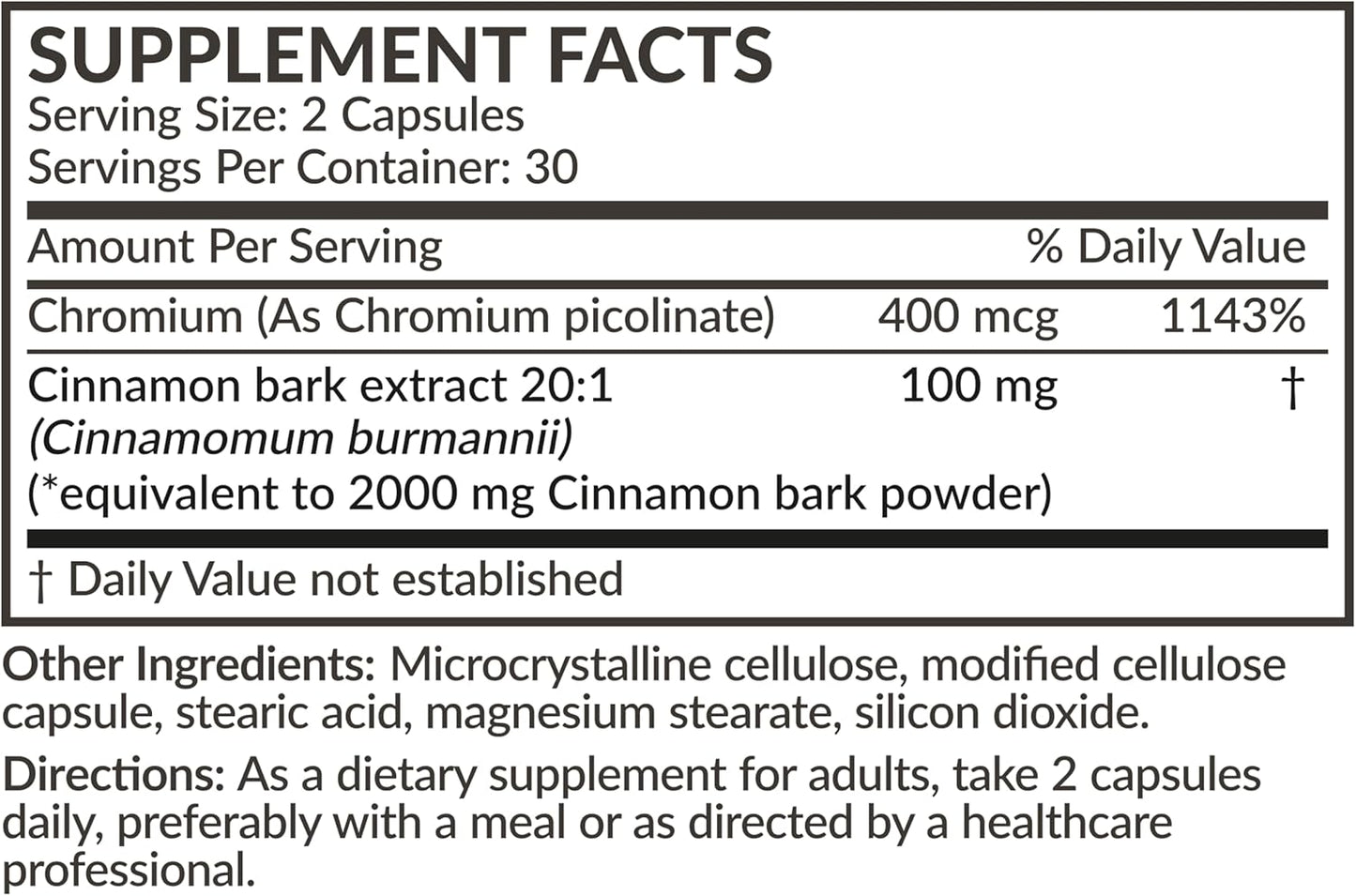 High Potency Cinnamon Plus Chromium Picolinate Supplement by Futurebiotics - 60 Vegetarian Capsules, Non-GMO