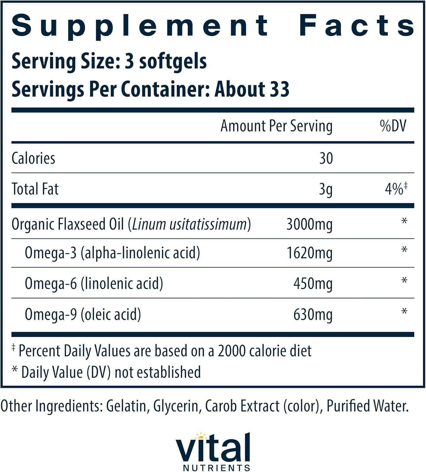 High Potency Cold Pressed Flax Seed Oil Softgels 3000mg | Rich in ALA for Heart Health | Gluten, Dairy, Soy Free | Non-GMO | 100 Count