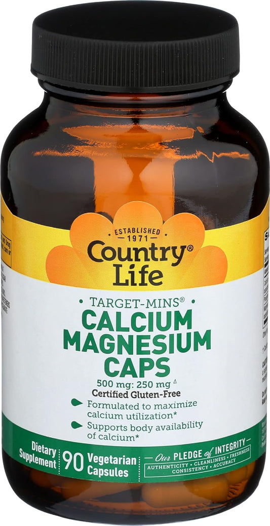 High-Potency Country Life Calcium Magnesium Complex - Gluten-Free Bone Health Supplement with 1000mg Calcium and 500mg Magnesium