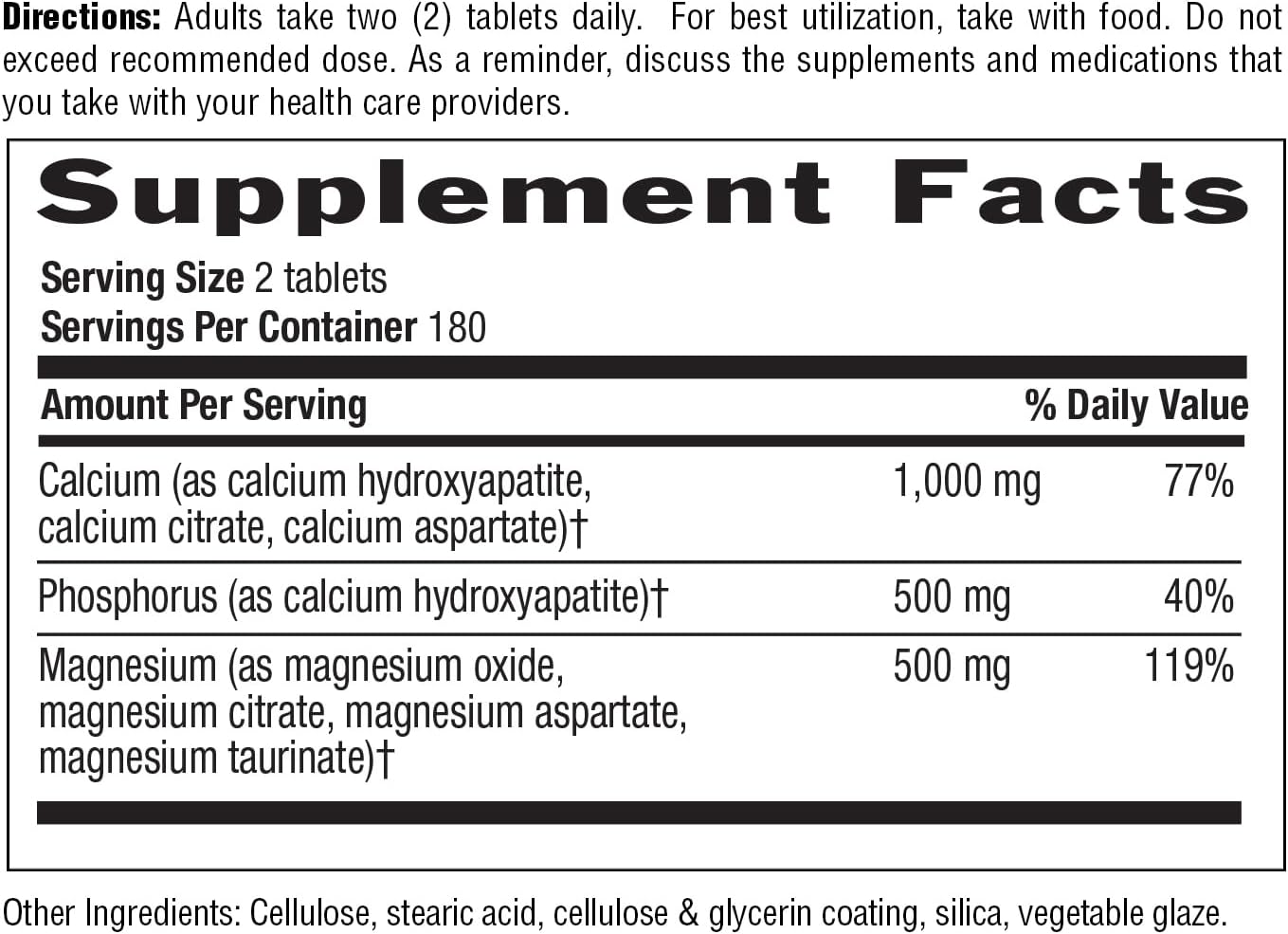 High-Potency Country Life Calcium Magnesium Supplement, Gluten Free, 2:1 Ratio for Bone Health, 1000mg Calcium, 500mg Magnesium