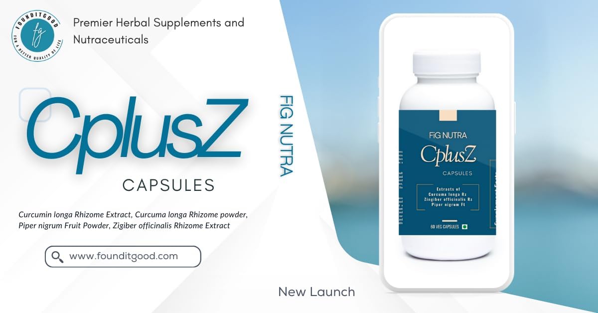 High Potency CPlusZ by FounditGood FiG Nutra: Curcumin with Black Pepper & Ginger - Joint & Metabolic Support - 60 Veg Caps