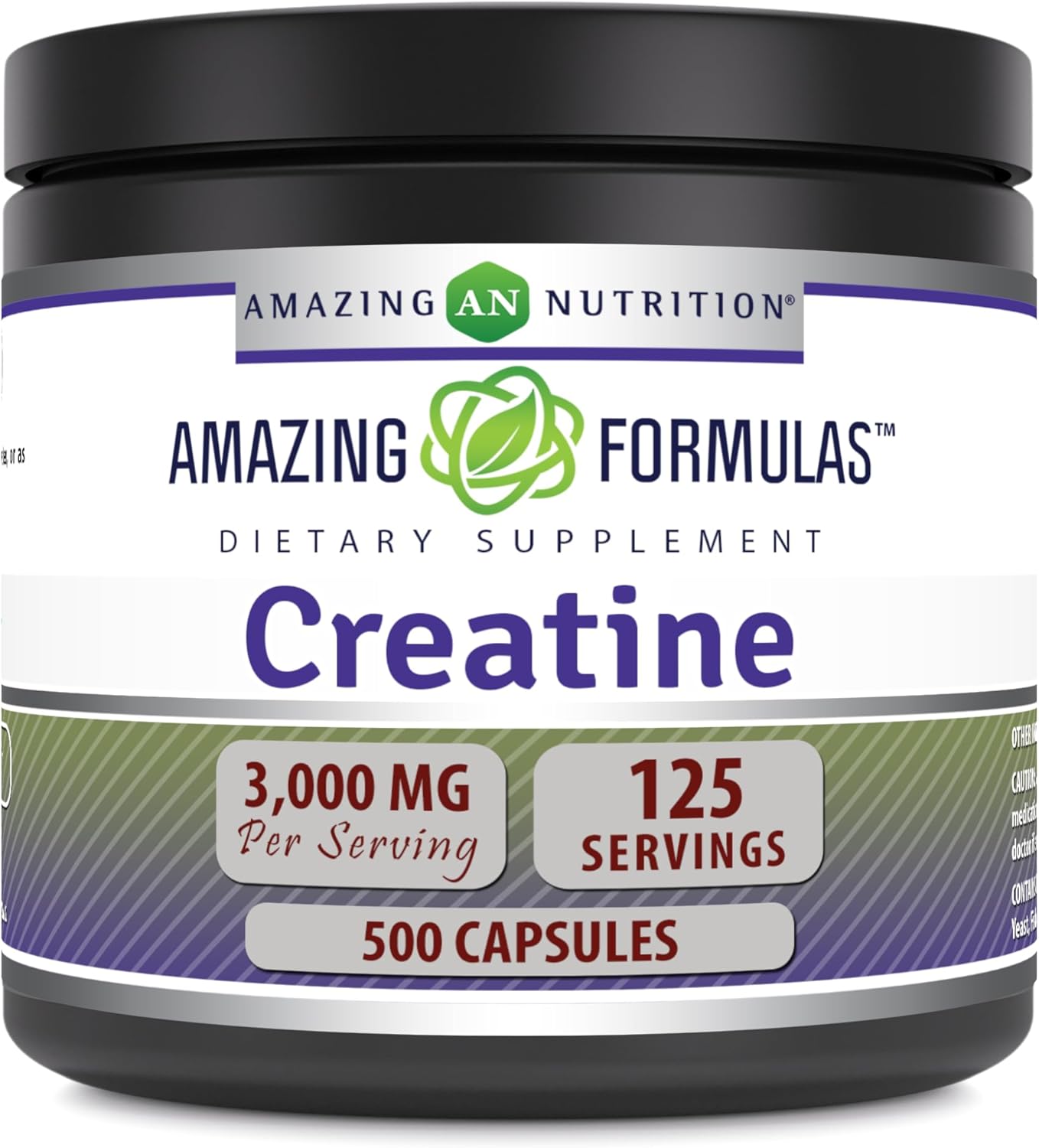 High Potency Creatine 3000mg Per Serving 500 Capsules | Amazing Nutrition Formula | Non-GMO & Gluten Free | USA-Made Supplement
