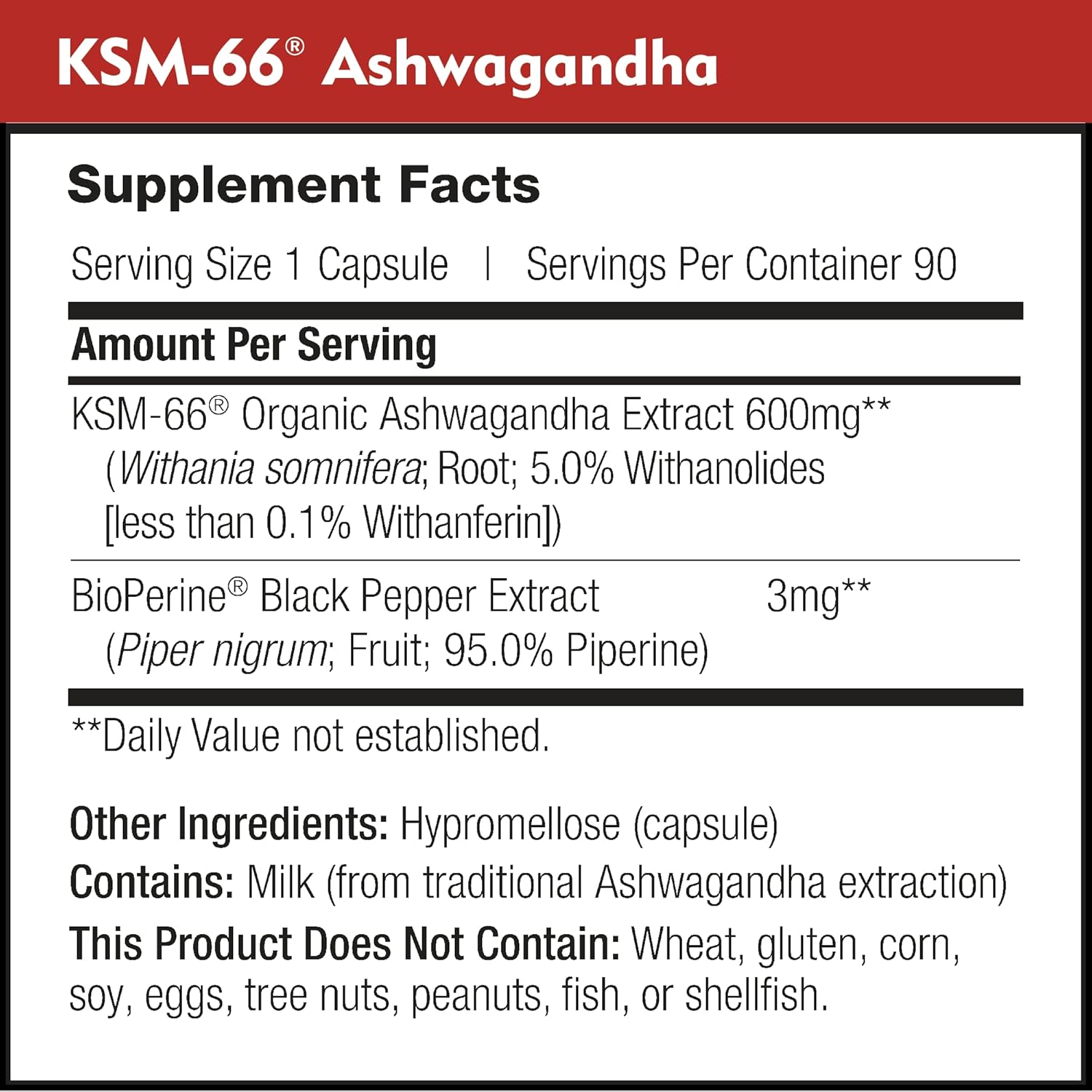High Potency DailyNutra KSM-66 Ashwagandha Organic Root Extract Capsules - Supports Relaxation, Focus, & Energy - 90 Count