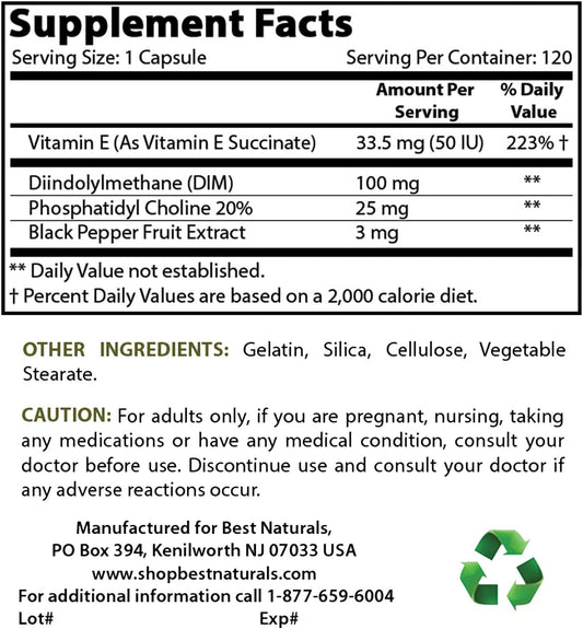 High Potency DIM Supplement with Vitamin B12 - 100 mg DIM & 6000 mcg B12 for Hormone Balance and Energy Boost