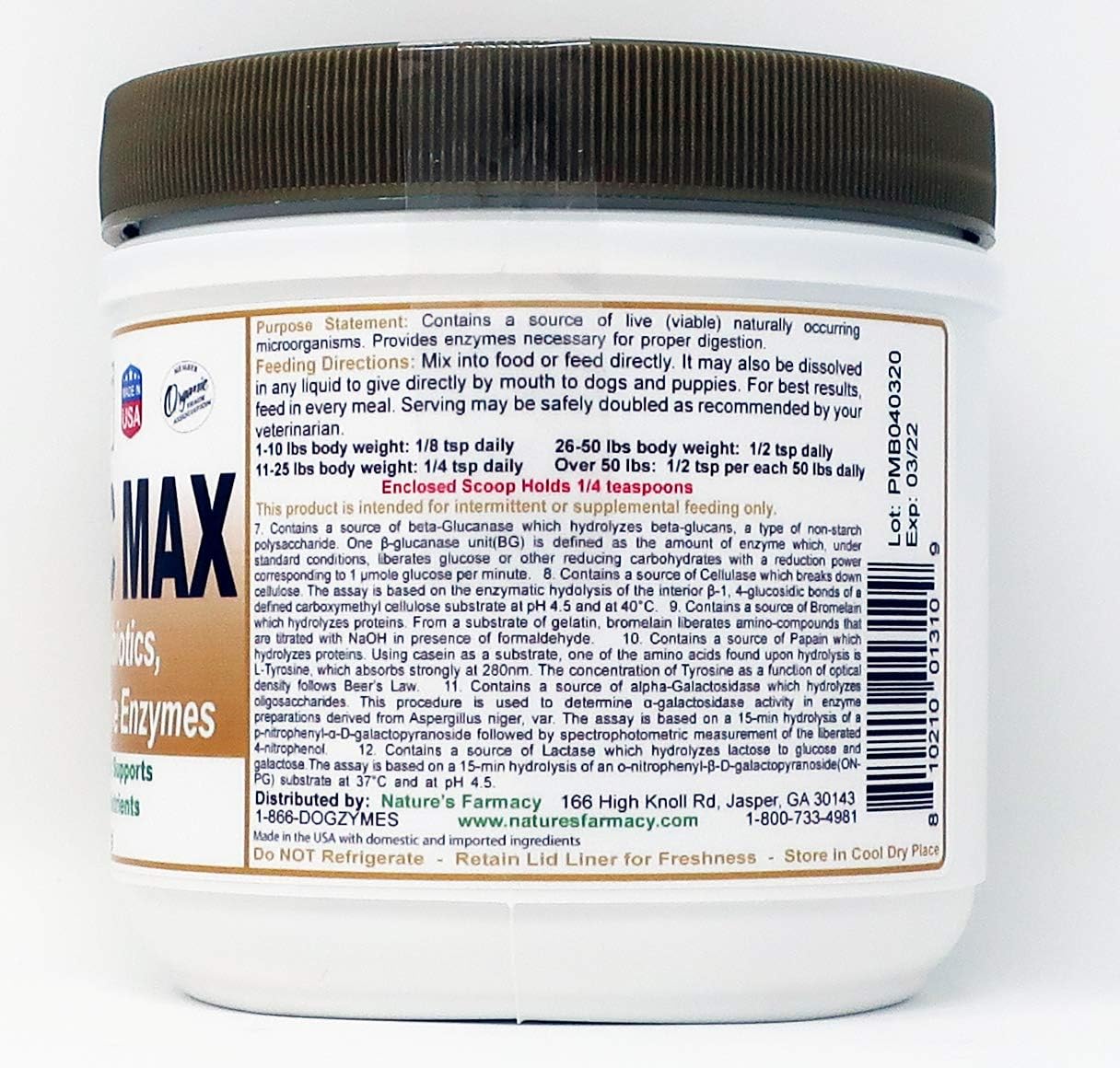 High-Potency Dog Probiotic Supplement with 10 Billion CFU's - Enzymes & Prebiotics - 8 Ounce Bottle