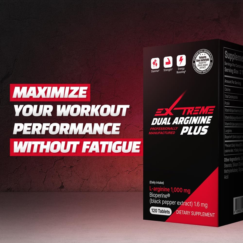 High-Potency Dual ARGININE Plus with Vitamin B Complex for Men's Energy & Performance - 1,000mg x 120 Tablets