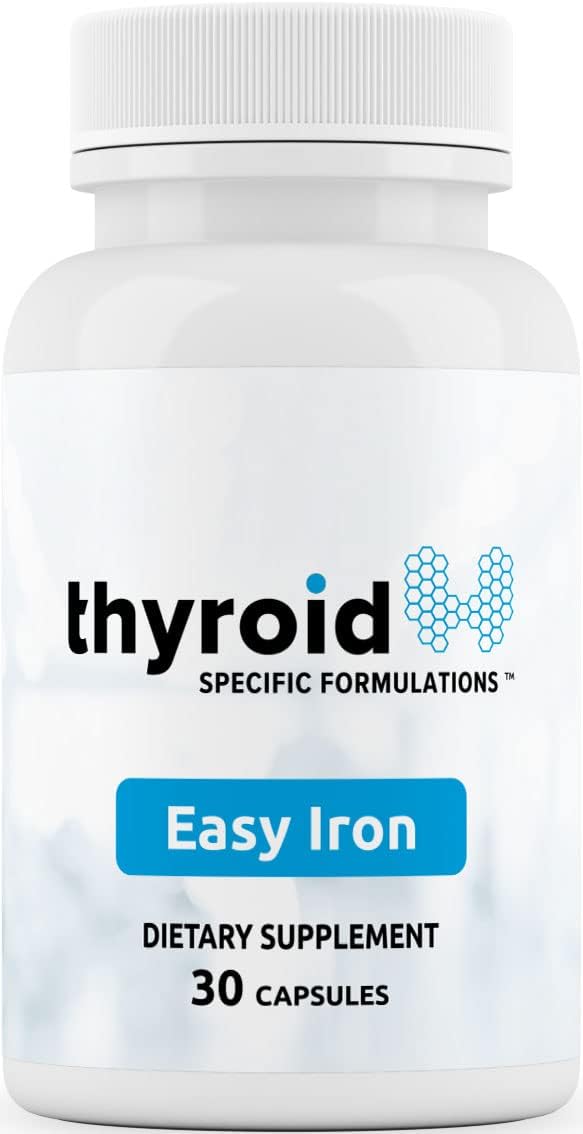High Potency Easy Iron Supplement for Thyroid & Anemia Support - Gentle on Stomach, Non-Constipating, Doctor-Formulated for Energy & Wellness Boost