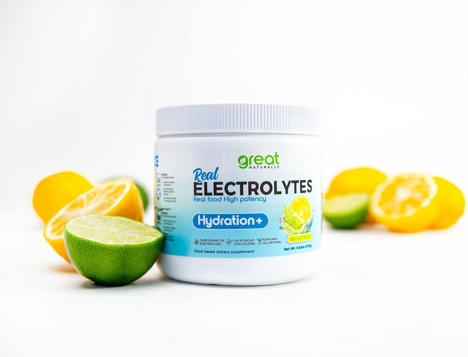 High Potency Electrolyte Powder Drink Mix | Lemon Lime Flavor | Natural Hydration Supplement | 30 Servings
