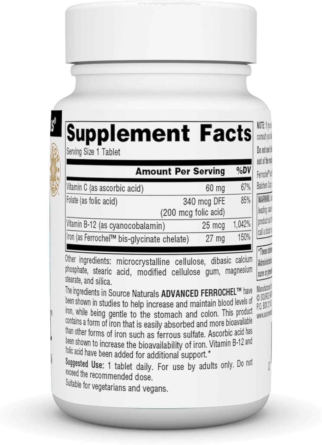 High-Potency Ferrochel Supplement 90 Tablets by Source Naturals
