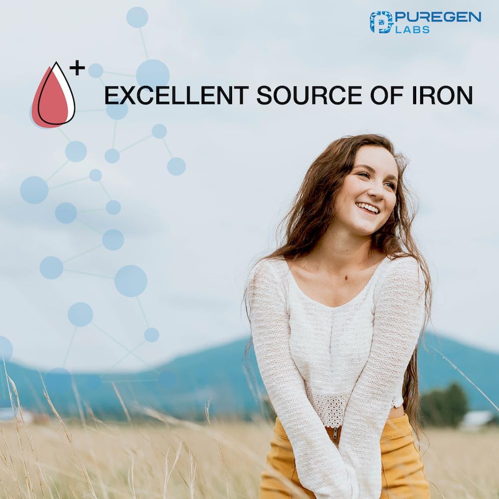 High Potency Ferrous Gluconate Iron Supplement by Puregen Labs - Gentle on Stomach | 200 Tablets x 2 Pack