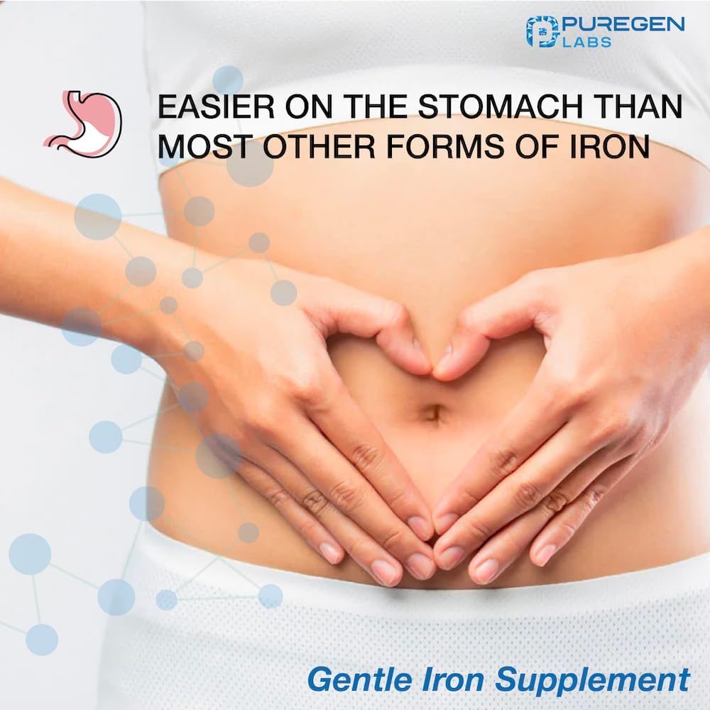 High Potency Ferrous Gluconate Iron Supplement by Puregen Labs - Gentle on Stomach | 200 Tablets x 2 Pack