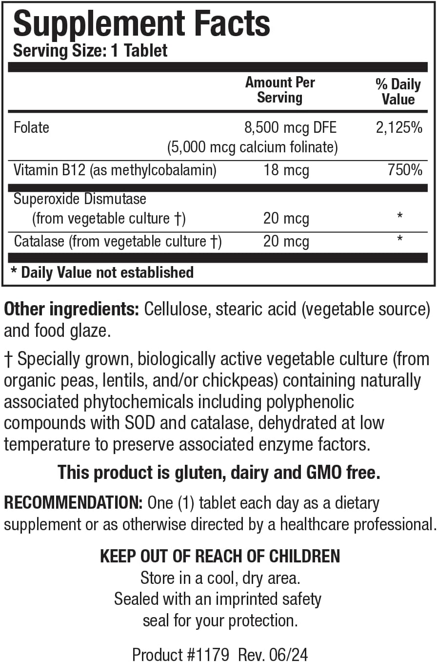 High Potency Folate 5 Plus with B12 for Methyl Support, Pregnancy Nutrition, and Energy - 120 tabs