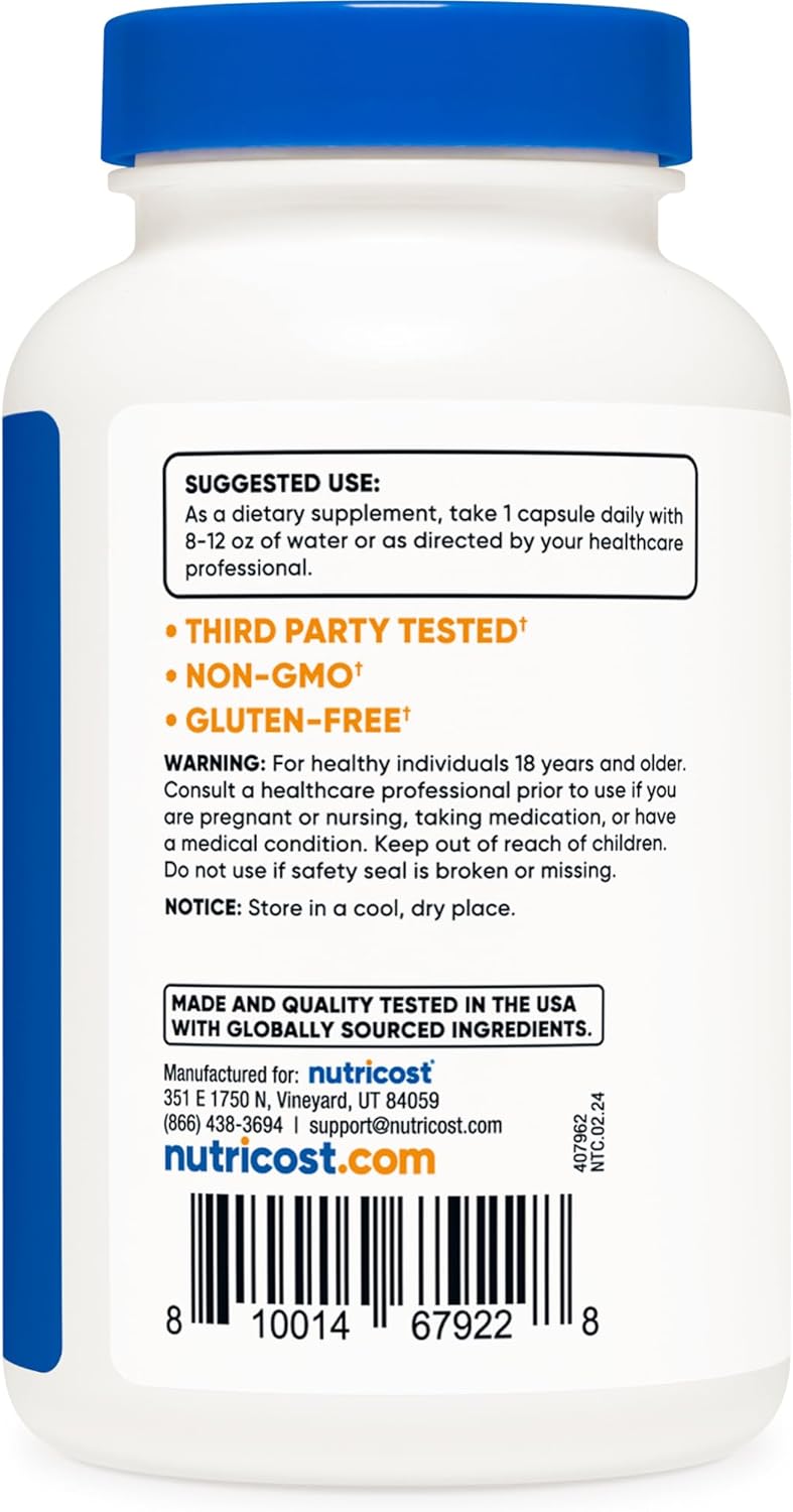 High Potency Folic Acid (Vitamin B9) 1000 mcg Dietary Supplement - 240 Capsules by Nutricost