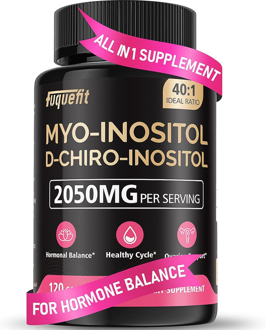 High Potency Fuquefit Inositol Supplement for Women - 2050mg Myo-Inositol & D-Chiro Inositol Capsules with Vitamins - Fertility Support