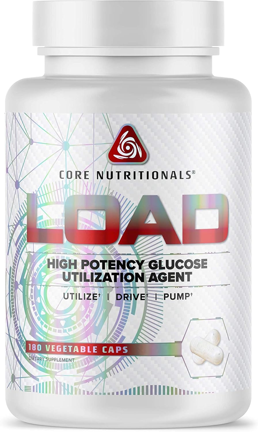 High Potency Glucose Utilization Supplement with Berberine & Green Coffee Extract (180 Caps) - Core Nutritionals Load Platinum for Carbohydrate Absorption & Glucose Disposal