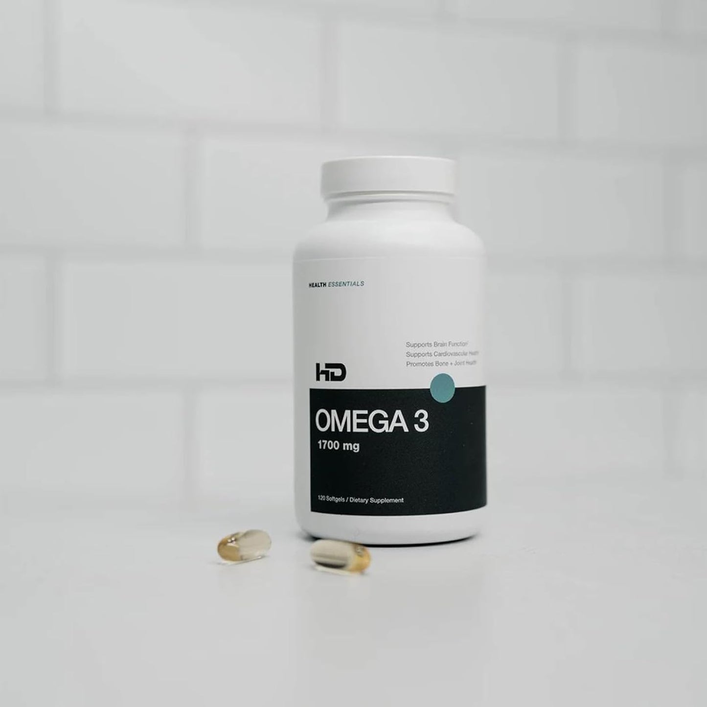 High Potency HD MUSCLE HealthHD Omega-3 Fish Oil with DHA & EPA for Heart Health - 1700mg Triglyceride Formula - 60 Servings / 120 Softgels