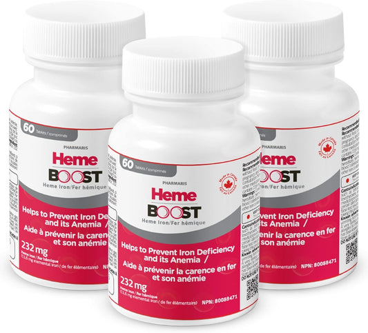 High Potency Heme Boost Iron Supplement | 11.6mg (232mg Heme Iron) | 180 Tablets | Gentle on Stomach | Safe for Pregnancy | Iron Pills for Adults