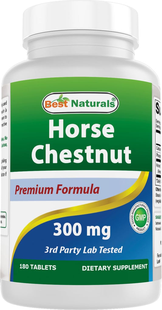 High Potency Horse Chestnut Extract 300mg - 180 Tablets | Natural Supplement for Circulation Support