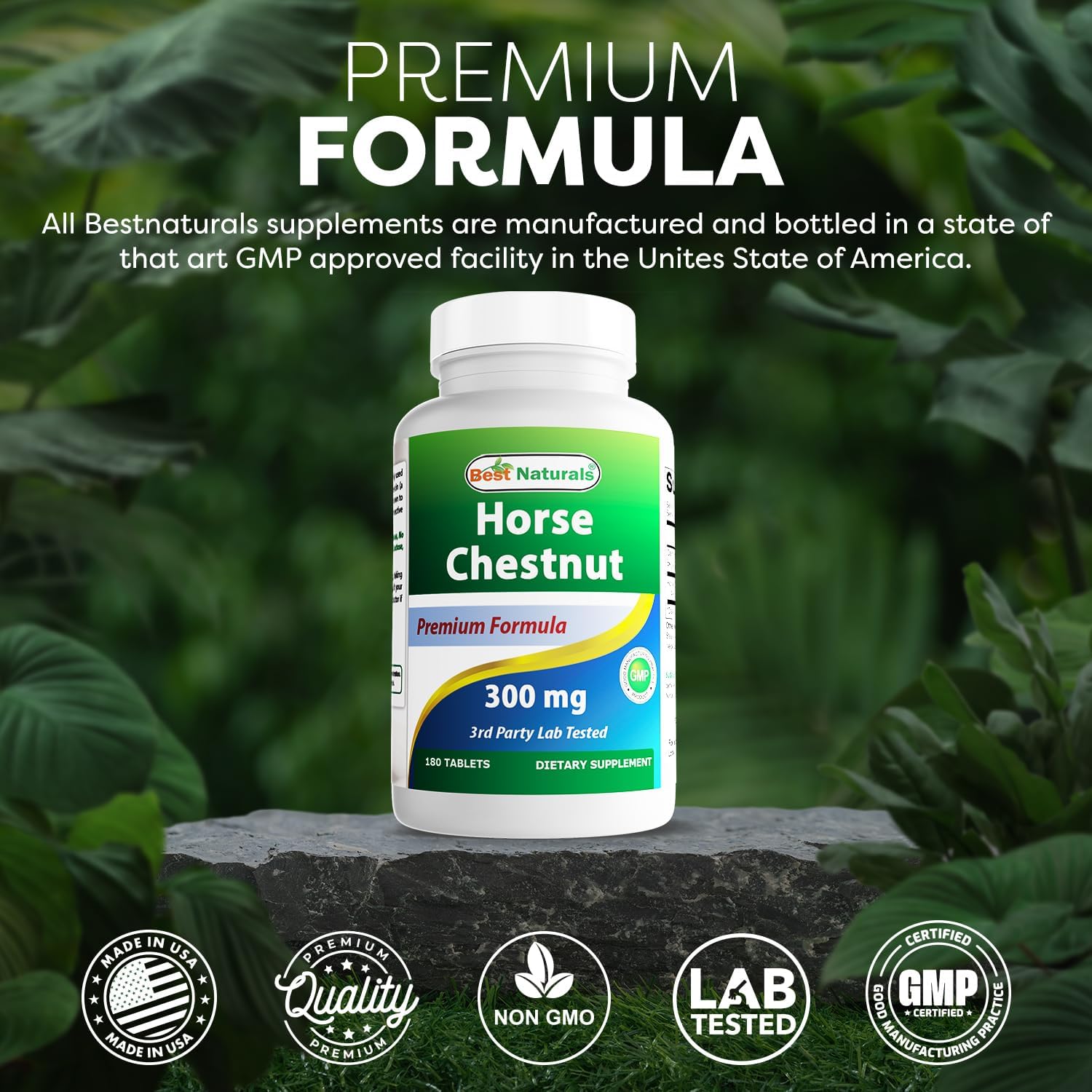 High Potency Horse Chestnut Extract 300mg - 180 Tablets | Natural Supplement for Circulation Support