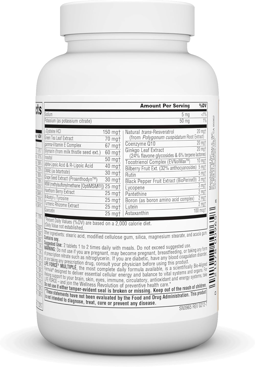 High Potency Iron-Free Multivitamin with Essential Vitamins & Antioxidants for Energy & Immune Support - 60 Tablets by Source Naturals