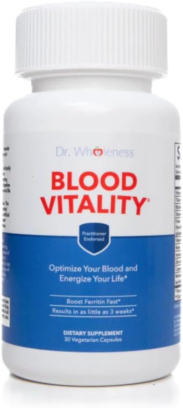 High Potency Iron Supplement for Boosting Energy and Ferritin Levels | Non-Constipating Daily Multivitamin | Dr. Wholeness Blood Vitality Formula | 30 Capsules