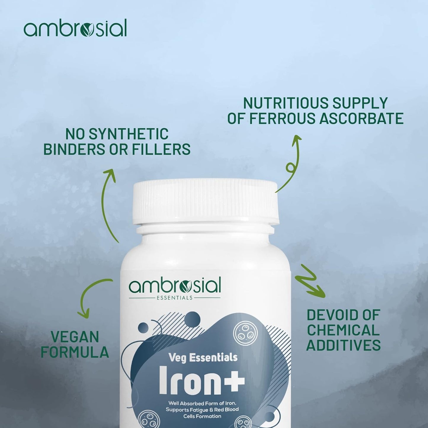 High Potency Iron Supplement with 25mg per Capsule - Pack of 1-60 Capsules