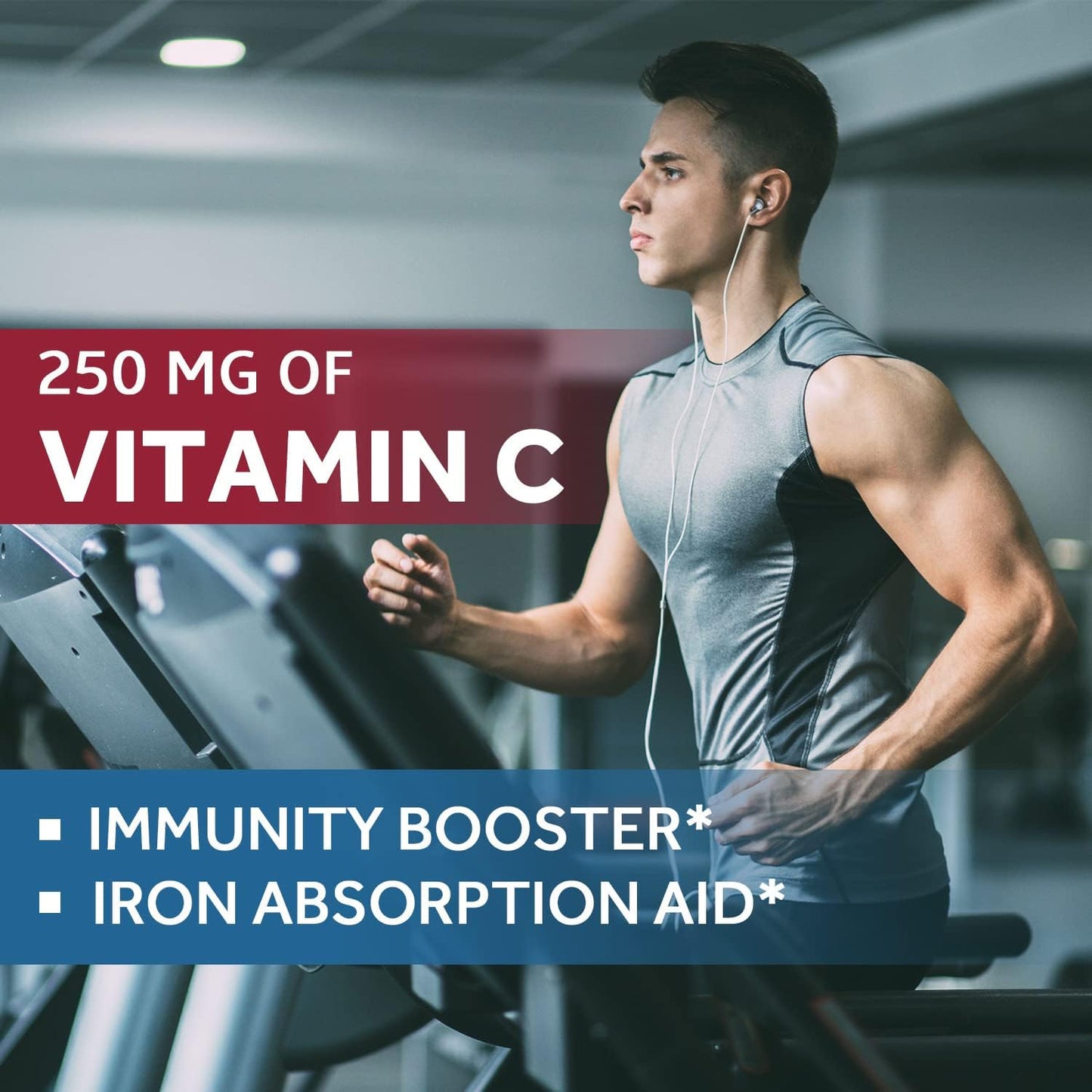 High Potency Iron Supplement with Vitamin C for Red Blood Cells & Immunity - 65 mg Iron Pills - Vegan & Non-GMO - 60 Tablets