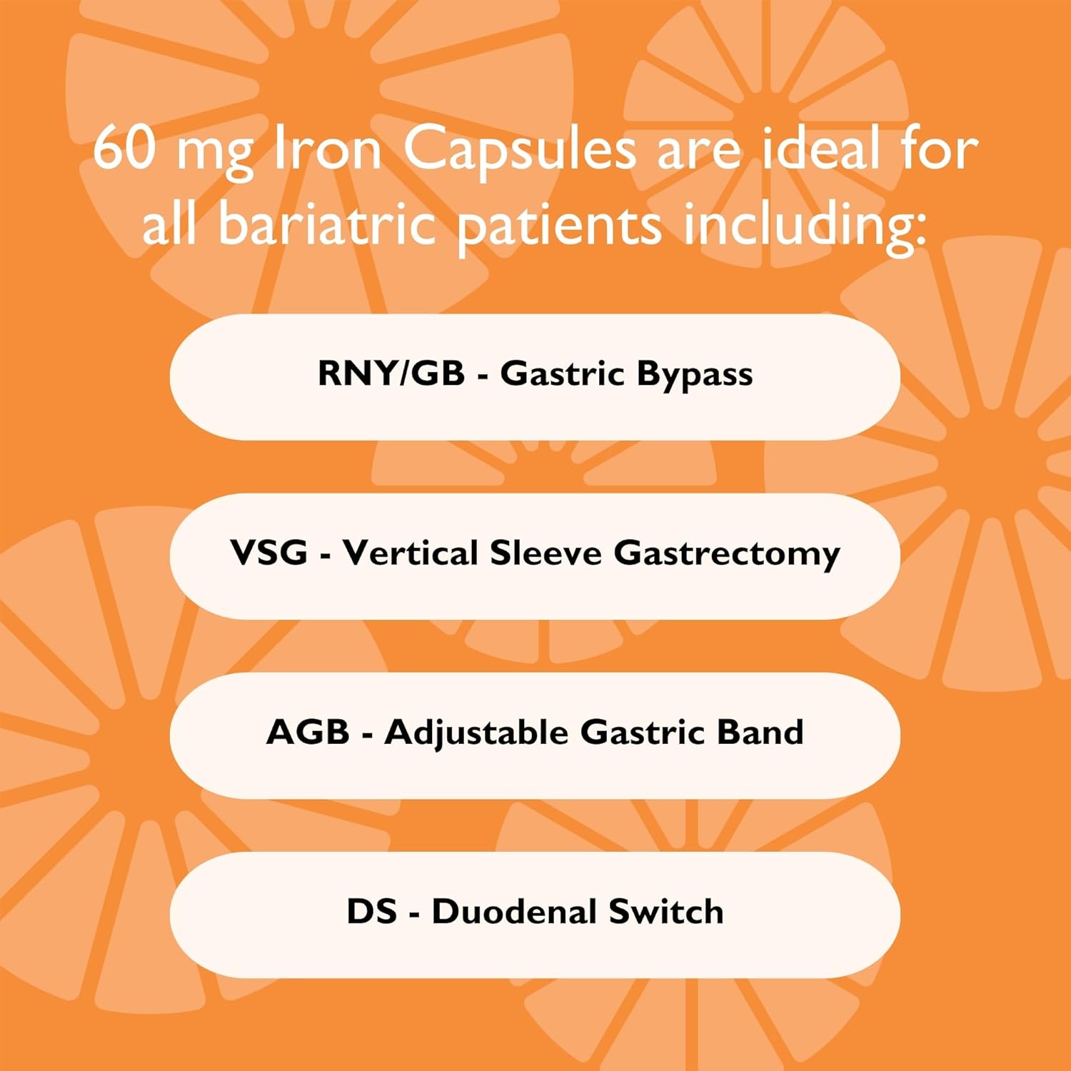 High Potency Iron & Vitamin C Supplement for Bariatric Patients - 60mg Iron, 60mg Vitamin C - Supports WLS, Vertical Sleeve & Gastric Bypass (90 Capsules)