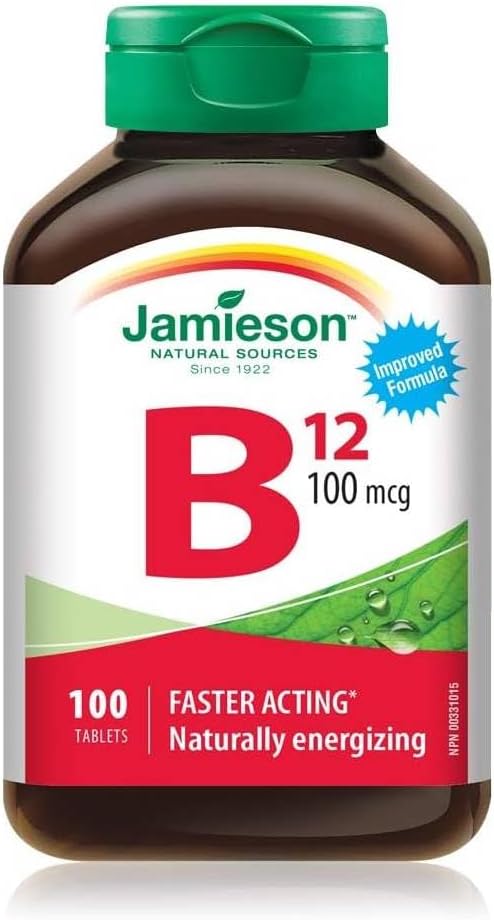 High Potency Jamieson B12 100 mcg Methylcobalamin Tablets - 100 Count