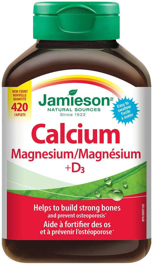 High Potency Jamieson Calcium Magnesium Vitamin D3 Supplement, 420 Tablets