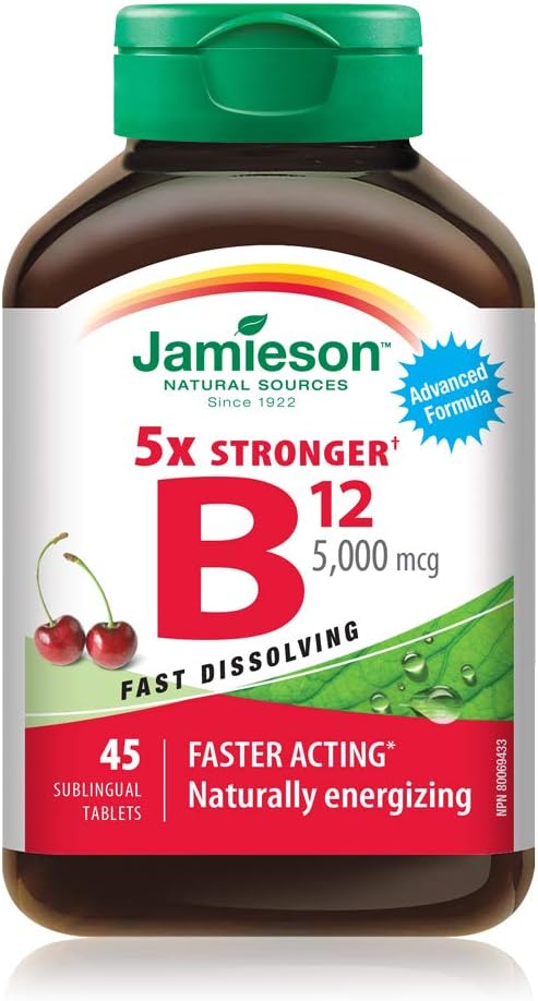 High Potency Jamieson Vitamin B12 5,000 mcg Tablets, 45 Count