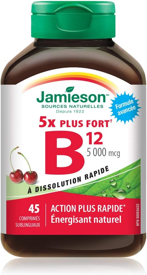 High Potency Jamieson Vitamin B12 5,000 mcg Tablets, 45 Count