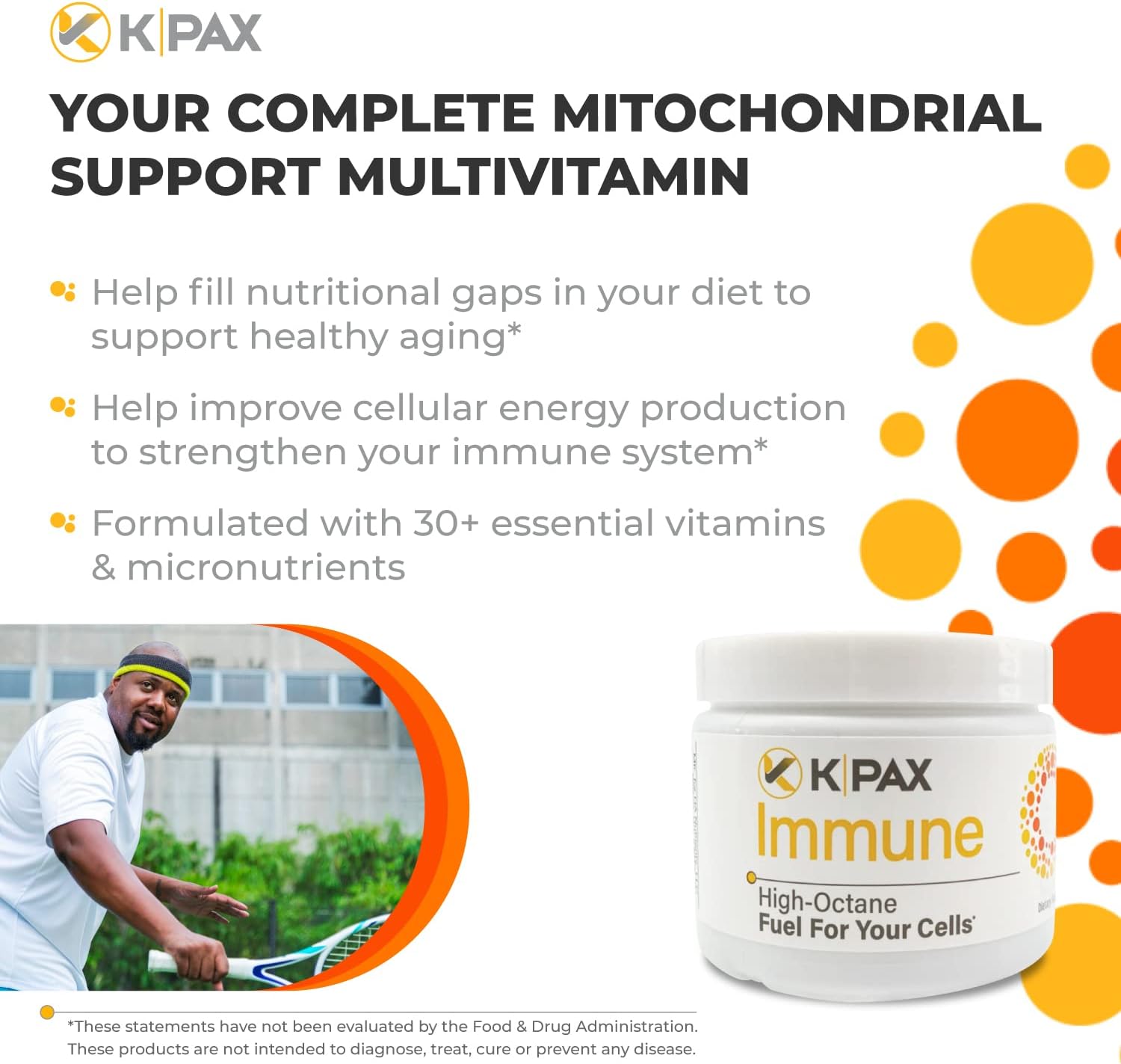 High Potency K*PAX Immune Supplement: Mitochondrial Energy & Antioxidant Multivitamin (120 Tablets)