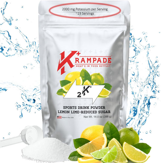 High Potency Krampade Electrolyte Powder with 2000mg of Potassium - Double the K+ Content of Coconut Water for Cramp Relief and Hydration