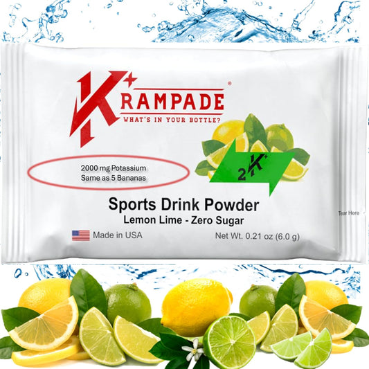 High Potency Krampade Electrolytes Powder for Cramp Relief and Hydration - 2000 mg K+ | Prevent Muscle Cramps with Potassium Supplement