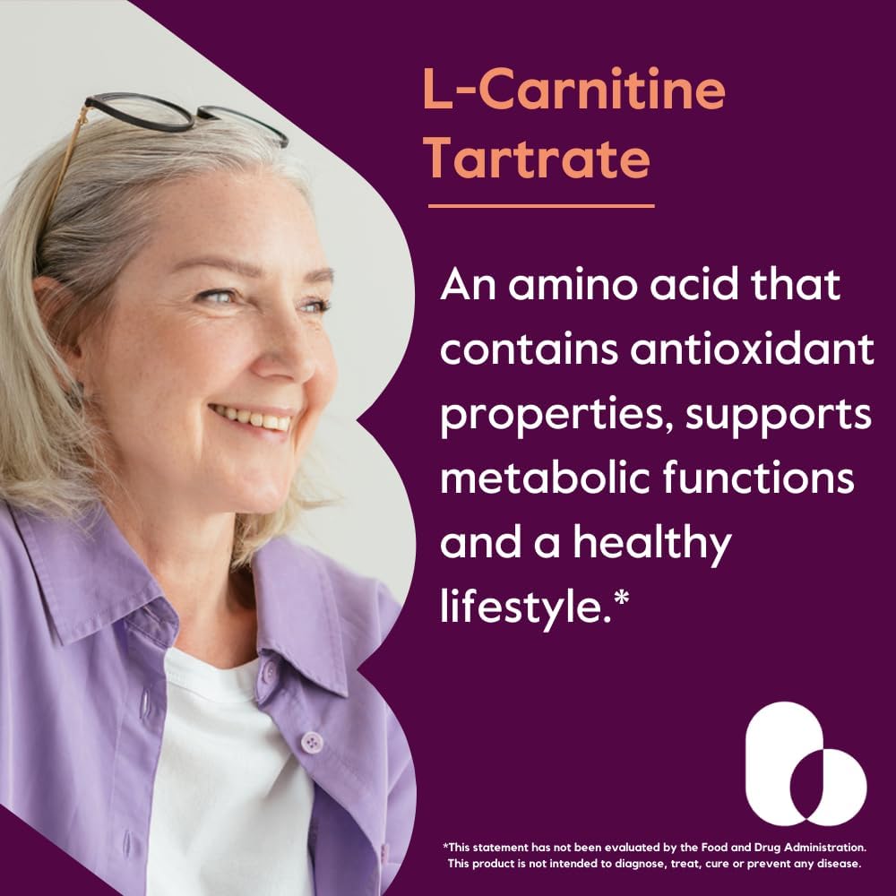 High Potency L-Carnitine Tartrate 500mg Capsules - 240 Count (2 Bottles of 120) - No Stearates - Non GMO - Gluten Free