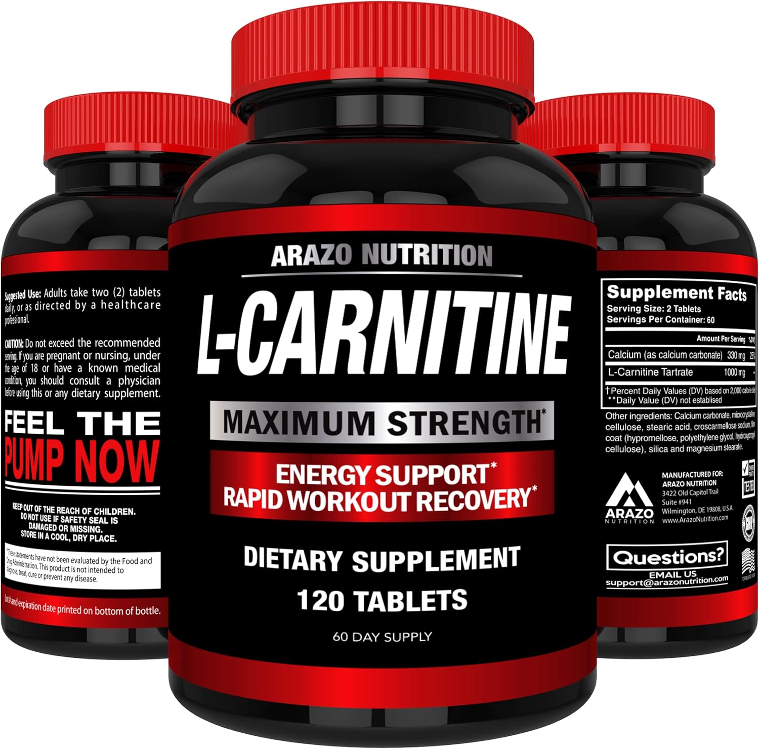High-Potency L-Carnitine with Calcium for Enhanced Metabolism and Muscle Building - Arazo Nutrition