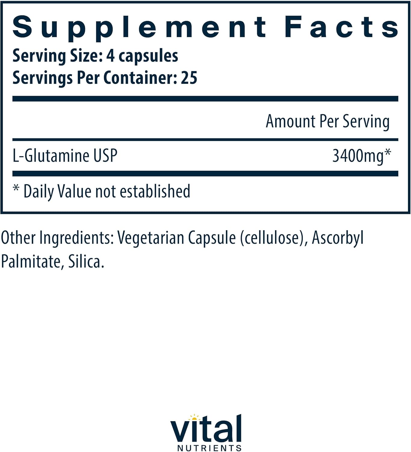 High-Potency L-Glutamine Supplement | Promotes Healthy Digestive System | 3400mg Capsules | Non-GMO | 90 Count