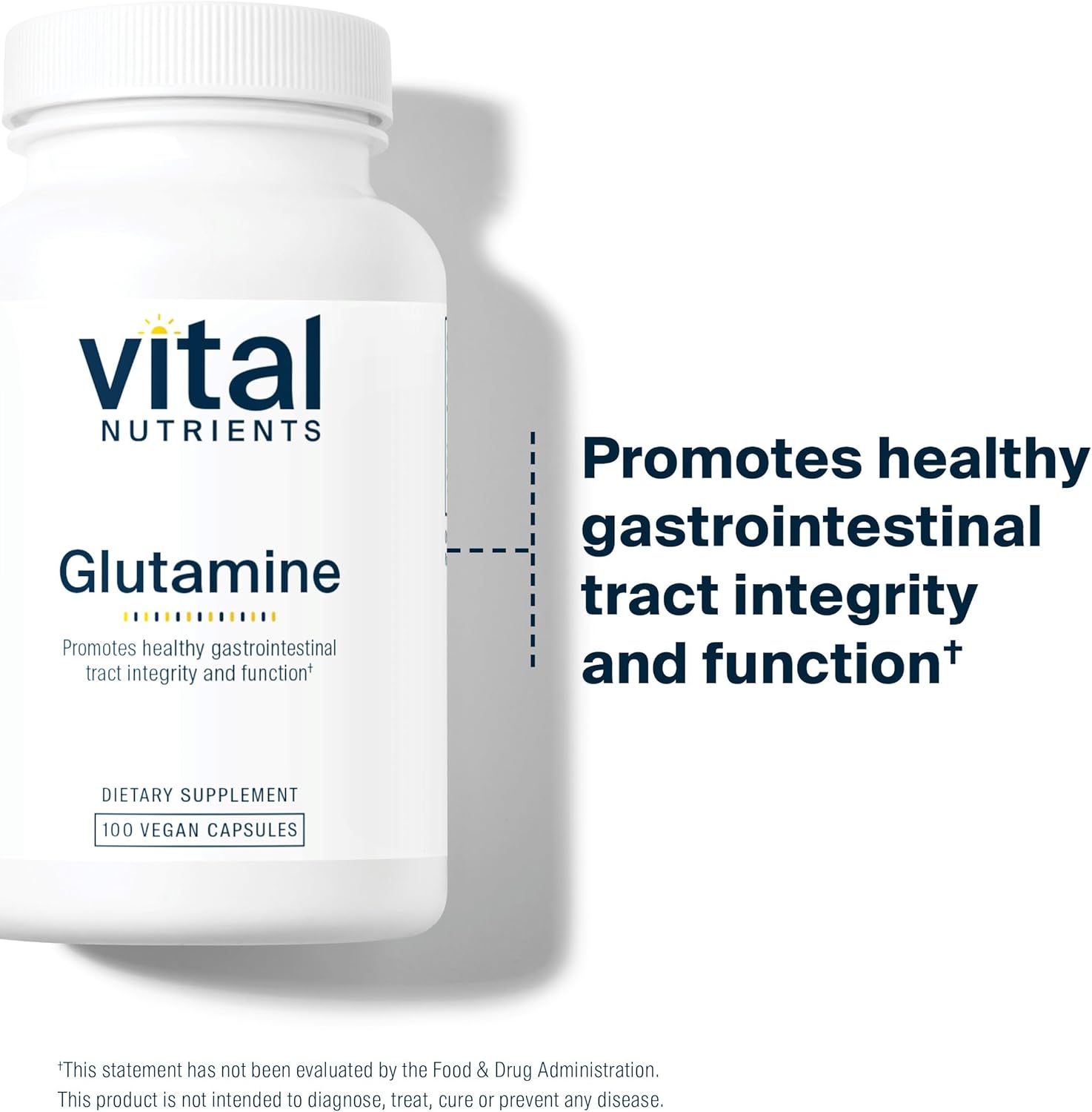 High-Potency L-Glutamine Supplement | Promotes Healthy Digestive System | 3400mg Capsules | Non-GMO | 90 Count