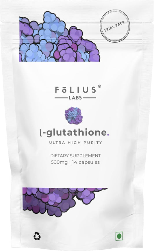 High Potency L-Glutathione Supplement - 500mg Concentrated Formula, 98% Reduced L-Glutathione - 1 Week Trial Pack by FOLIUS LABS