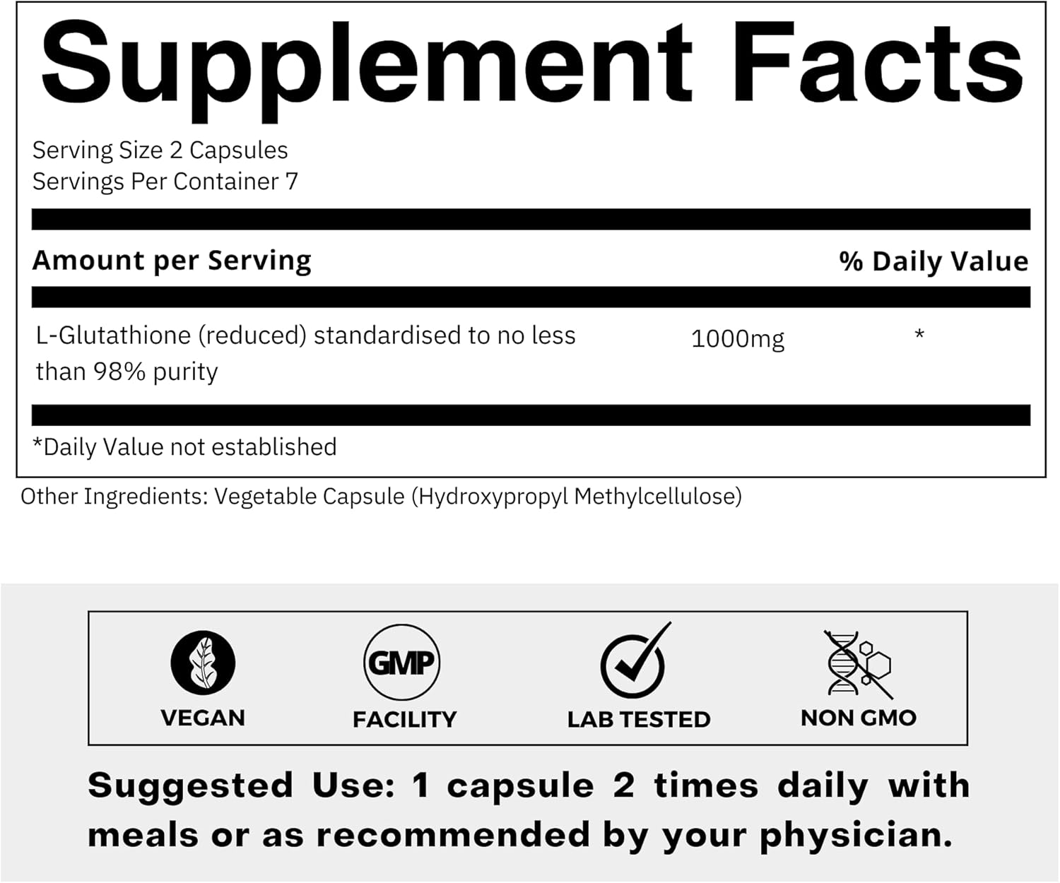 High Potency L-Glutathione Supplement - 500mg Concentrated Formula, 98% Reduced L-Glutathione - 1 Week Trial Pack by FOLIUS LABS